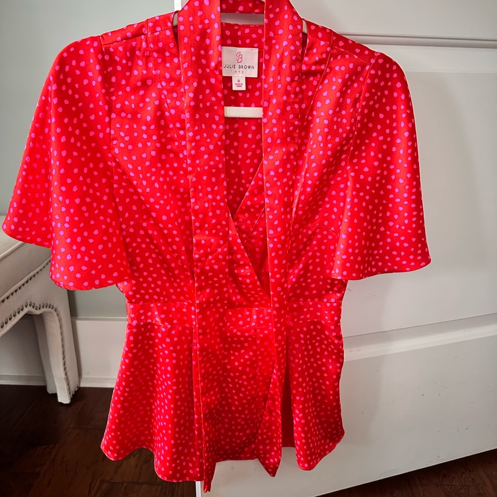 JB by Julie Brown Red Polka Dot Blouse 0
